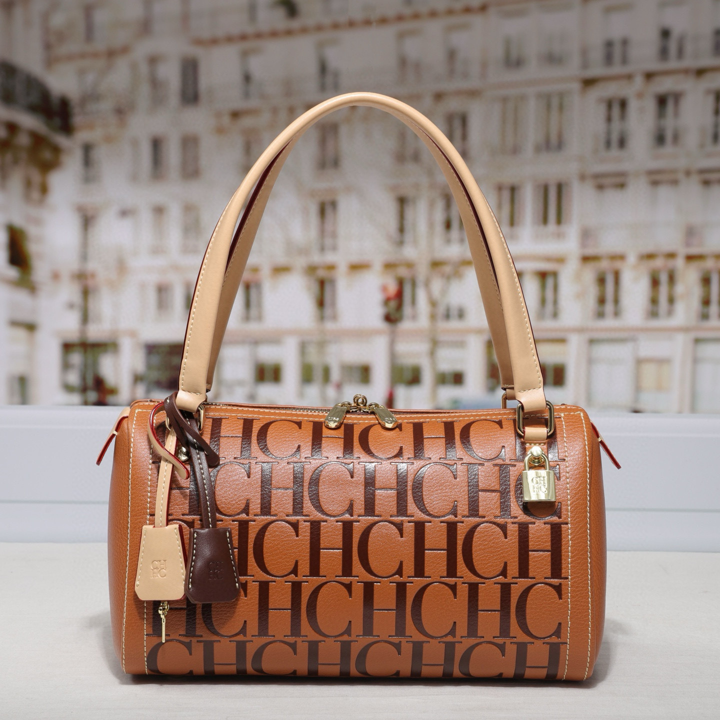 Top Handle Structured - CHHC 2026 Letter Print Boston Bag