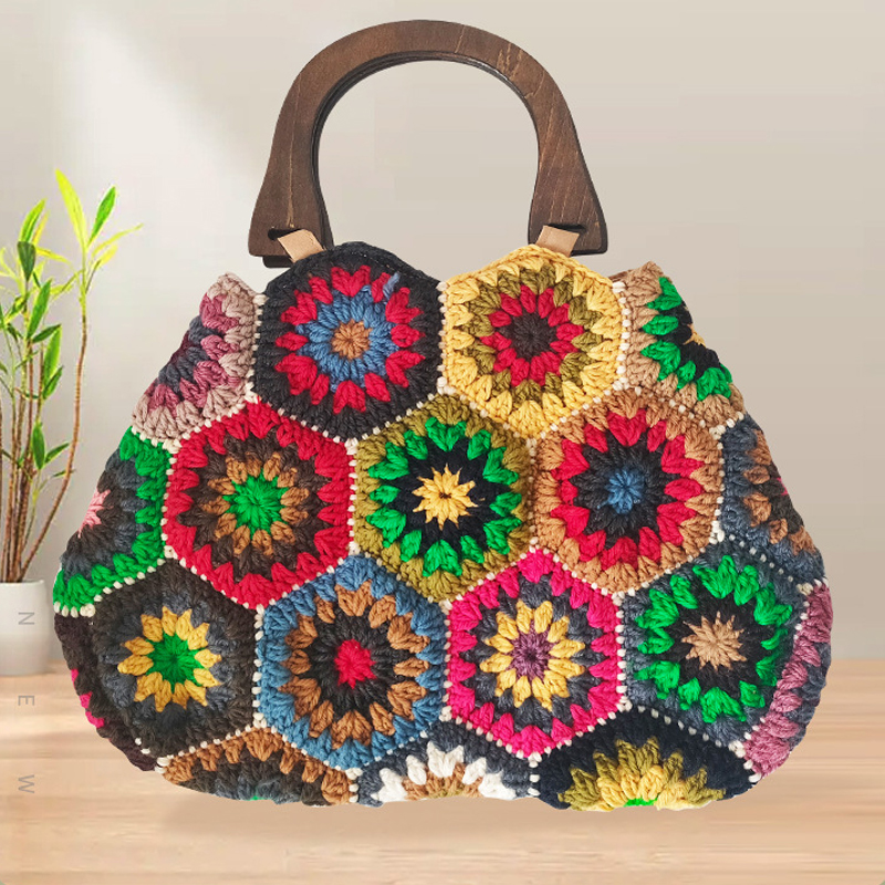 Women Bags 2026 Trends - Bohemian Granny SquareCrochet Women Handbags Vintage