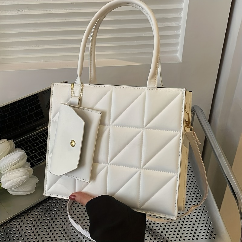 Stylish Quilted Tote Bag, Stru – обзор и цена Top Handle Structured