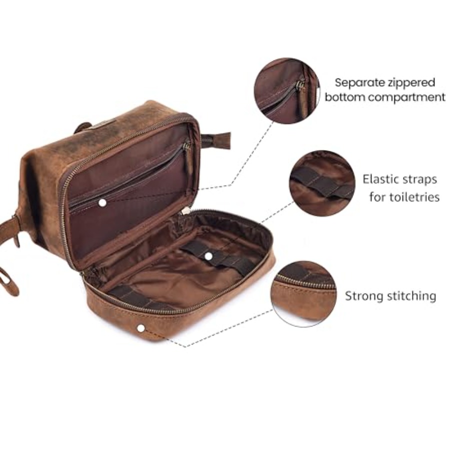Genuine Leather Dopp Kit Large – обзор и цена Women'S Bags Travel