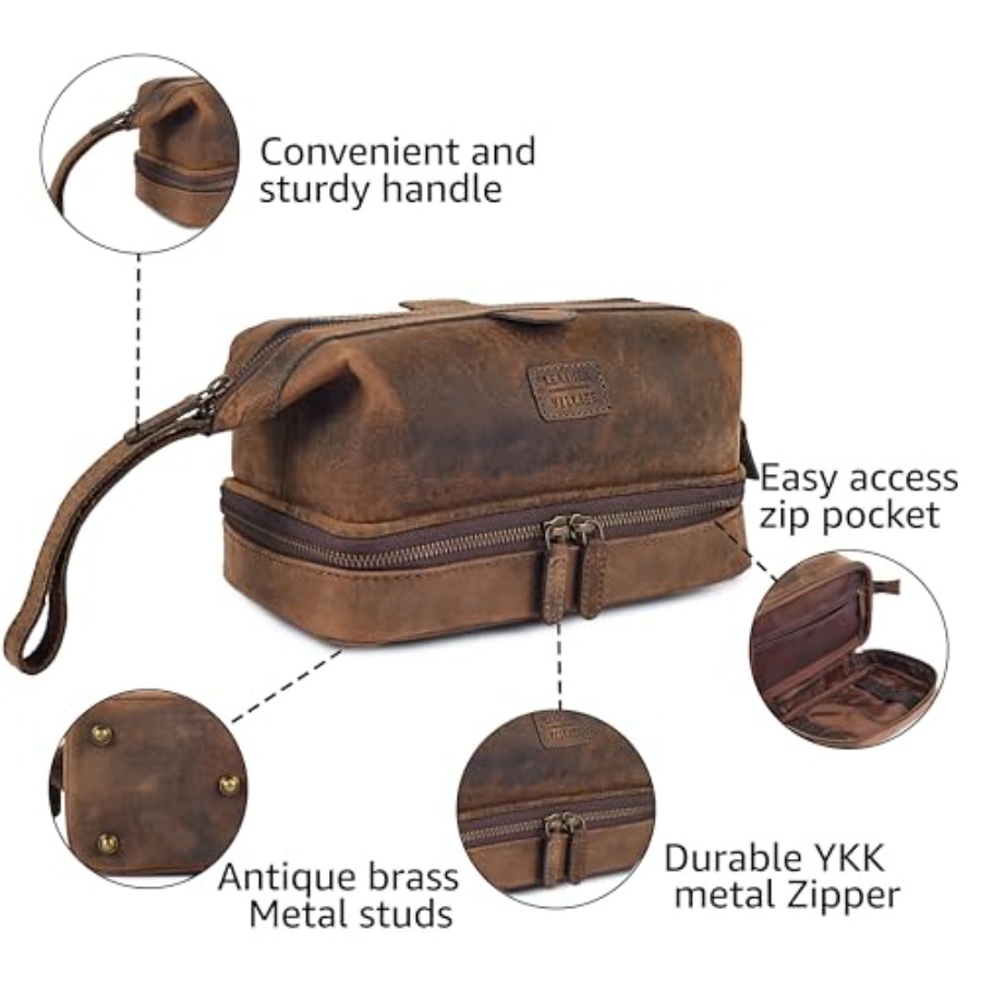 Genuine Leather Dopp Kit Large – обзор и цена Women'S Bags Travel