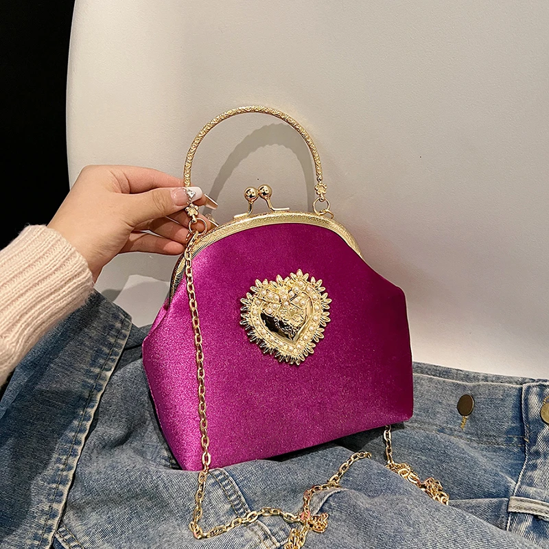Chains Velvet Frame Heart Dinn – обзор и цена Women Hand Bags Sale